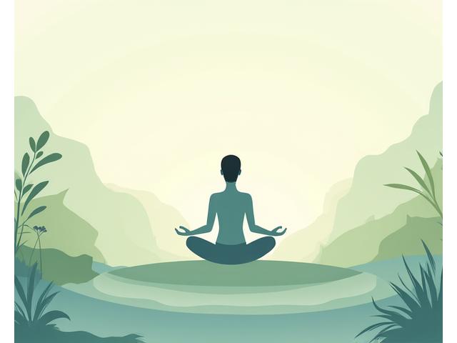 Ilustración de una persona meditando en un entorno sereno, representando programas de bienestar mental